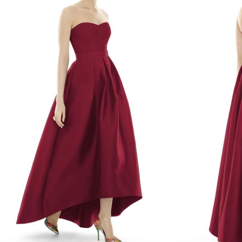 Alfred Sung red high-low dress